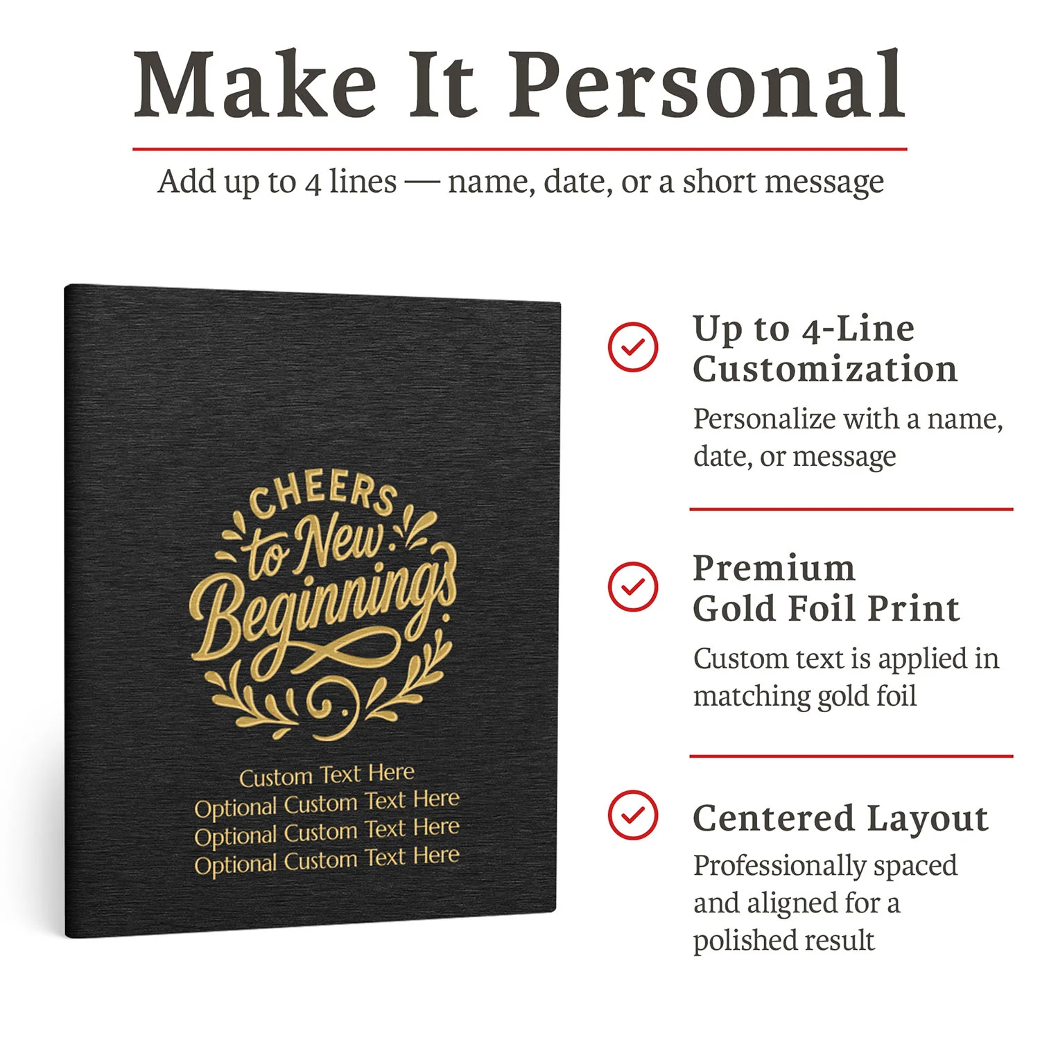Personalized Multipurpose Guest Book - Cheers to New Beginnings (BLACK)